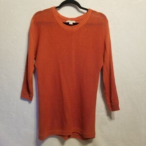 Banana Republic M Sweater Linen Cotton Burnt Orange Open Knit Coastal Cruise